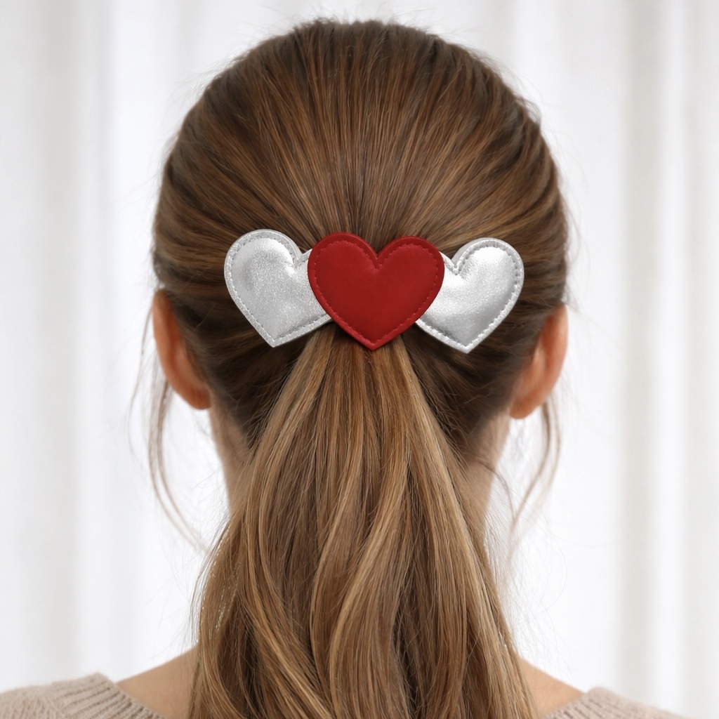 Barrette coeur argent et rouge 13853013-36a6-4124-bc1a-3f27928a7bc0